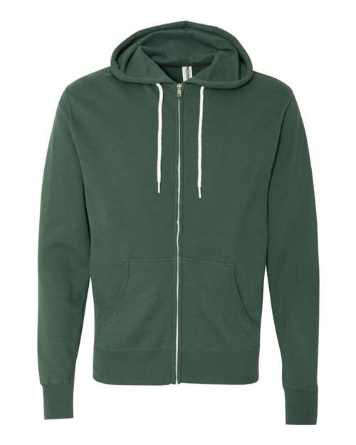 Independent Trading Co. AFX90UNZ Lightweight Full-Zip Hooded Sweatshirt #color_Alpine Green