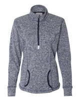J America JA8617 Ladies' Cosmic Fleece Quarter-Zip #color_NAVY FLECK/ NAVY