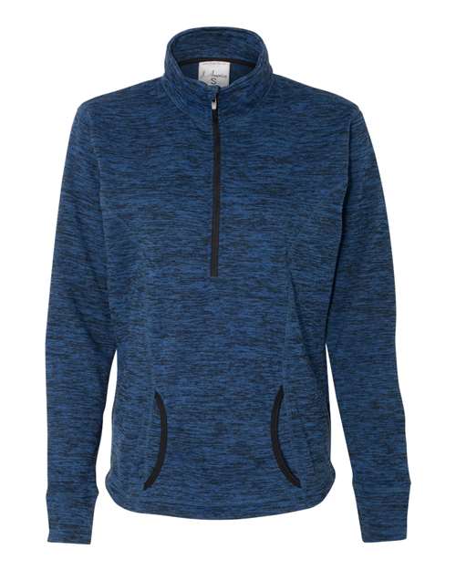 J America JA8617 Ladies' Cosmic Fleece Quarter-Zip #color_ROYAL FLK/ BLACK