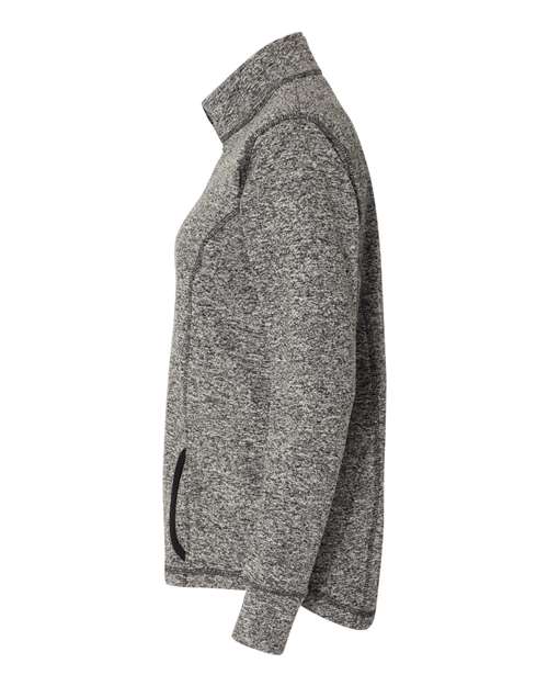 J America JA8617 Ladies' Cosmic Fleece Quarter-Zip #color_CHAR FLK/ BLACK