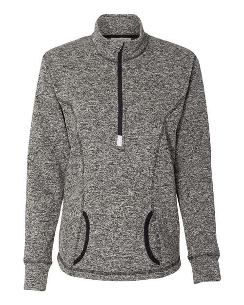 J America JA8617 Ladies' Cosmic Fleece Quarter-Zip #color_CHAR FLK/ BLACK