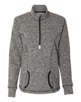 J America JA8617 Ladies' Cosmic Fleece Quarter-Zip #color_CHAR FLK/ BLACK