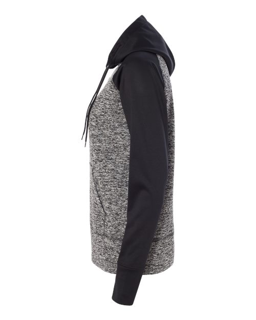 J America JA8618 Ladies' Colorblock Cosmic Hooded Sweatshirt #color_CHRCL FLK/ BLCK