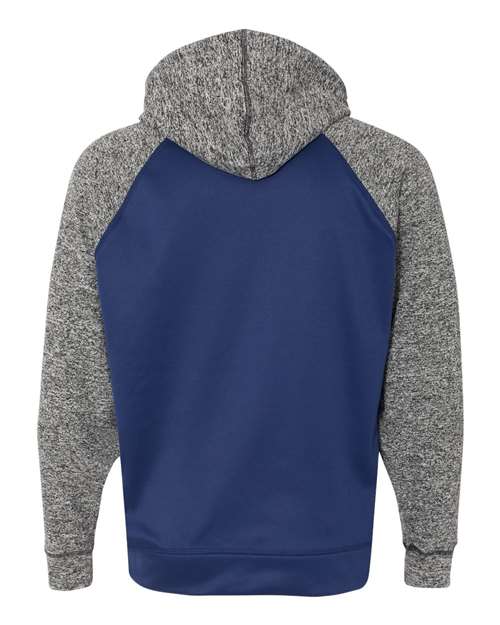 J America JA8612 Adult Colorblock Cosmic Pullover Hooded Sweatshirt #color_NAVY/ CHRCL FLK