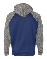 J America JA8612 Adult Colorblock Cosmic Pullover Hooded Sweatshirt #color_NAVY/ CHRCL FLK