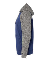 J America JA8612 Adult Colorblock Cosmic Pullover Hooded Sweatshirt #color_NAVY/ CHRCL FLK