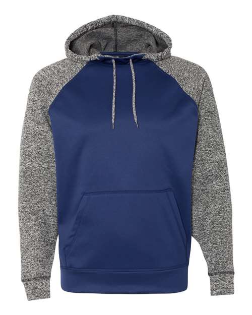 J America JA8612 Adult Colorblock Cosmic Pullover Hooded Sweatshirt #color_NAVY/ CHRCL FLK