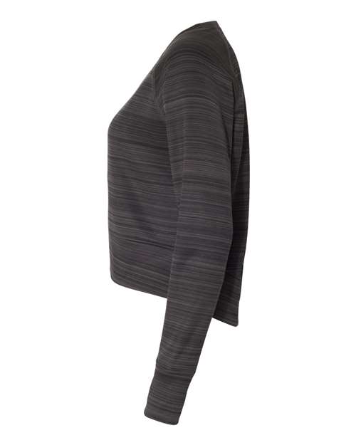 J America JA8663 Ladies' Odyssey Striped Poly Fleece Hi-Lo Crew #color_GRANITE STRIPE