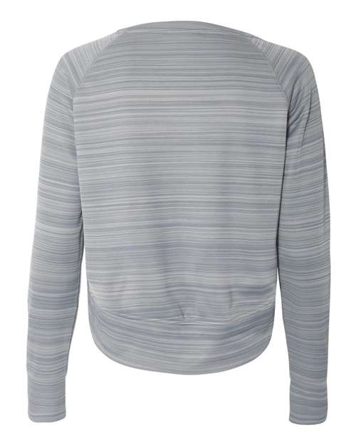 J America JA8663 Ladies' Odyssey Striped Poly Fleece Hi-Lo Crew #color_QUARRY STRIPE