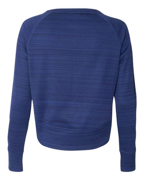 J America JA8663 Ladies' Odyssey Striped Poly Fleece Hi-Lo Crew #color_SAPPHIRE STRIPE