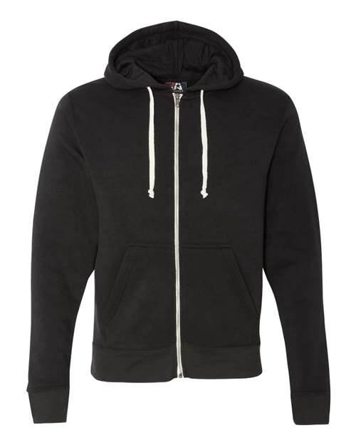 J America JA8872 Adult Triblend Full-Zip Fleece Hooded Sweatshirt #color_SOLID BLK TRBLND