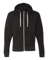 J America JA8872 Adult Triblend Full-Zip Fleece Hooded Sweatshirt #color_SOLID BLK TRBLND