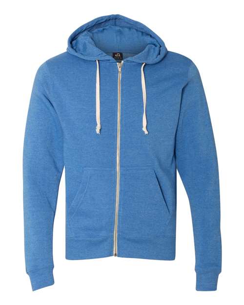 J America JA8872 Adult Triblend Full-Zip Fleece Hooded Sweatshirt #color_ROYAL TRIBLEND