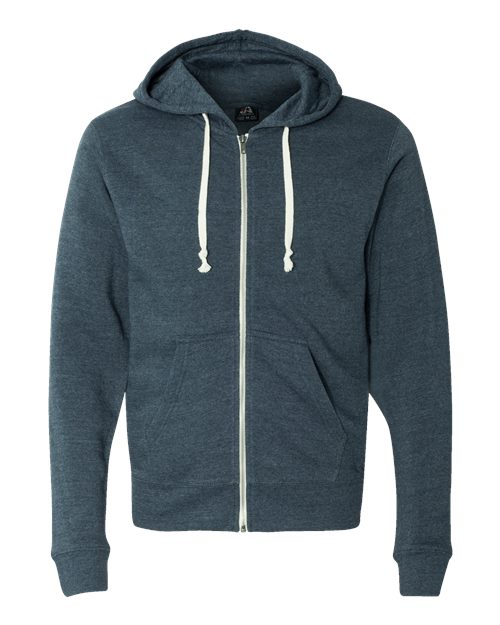J America JA8872 Adult Triblend Full-Zip Fleece Hooded Sweatshirt #color_NAVY TRIBLEND