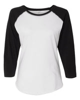 LAT LA3530 Ladies'' Baseball T-Shirt #color_WHITE/ BLACK