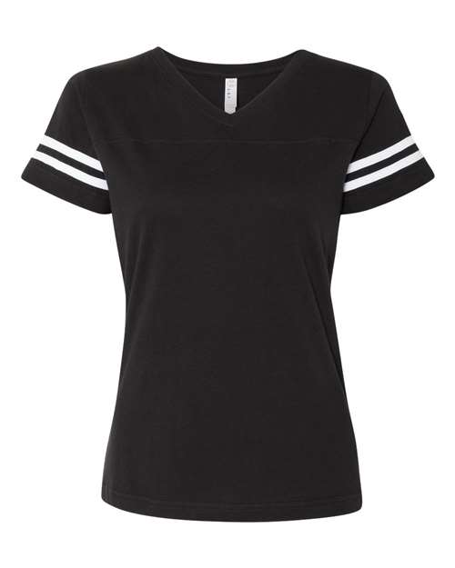 LAT 3537 Ladies' Football T-Shirt #color_BLACK/ WHITE