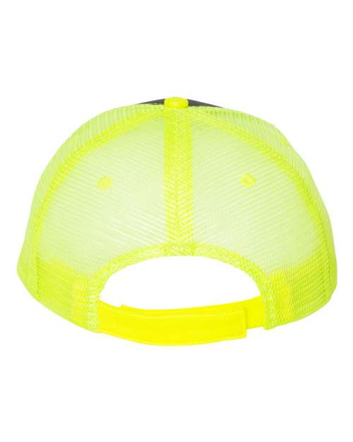 Valucap S102 Sandwich Trucker Cap #color_Charcoal/ Neon Yellow