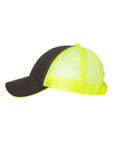Valucap S102 Sandwich Trucker Cap #color_Charcoal/ Neon Yellow