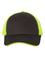 Valucap S102 Sandwich Trucker Cap #color_Charcoal/ Neon Yellow
