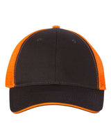 Valucap S102 Sandwich Trucker Cap #color_Charcoal/ Neon Orange