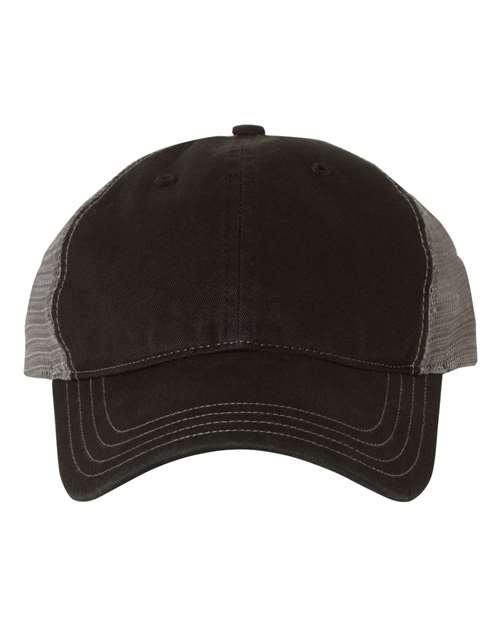 Richardson 111 Garment-Washed Trucker Cap #color_Black/ Charcoal