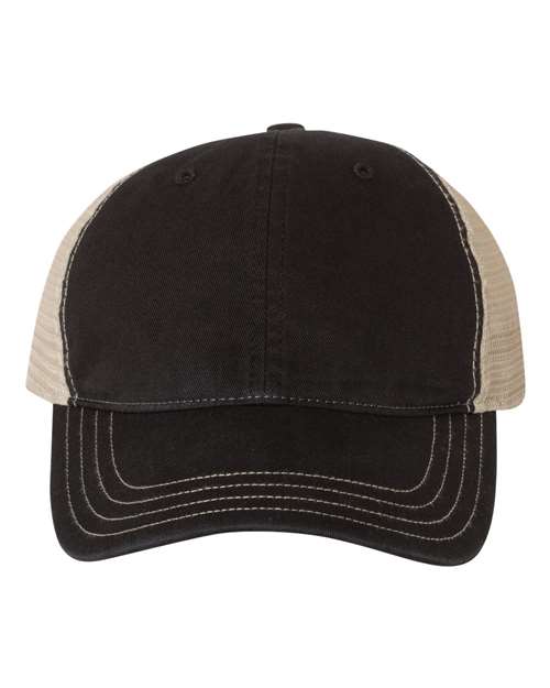Richardson 111 Garment-Washed Trucker Cap #color_Black/ Khaki