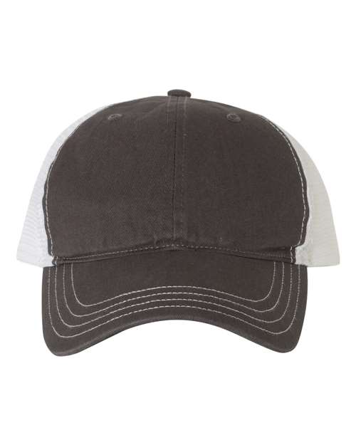 Richardson 111 Garment-Washed Trucker Cap #color_Charcoal/ White