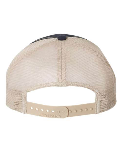 Richardson 111 Garment-Washed Trucker Cap #color_Navy/ Khaki