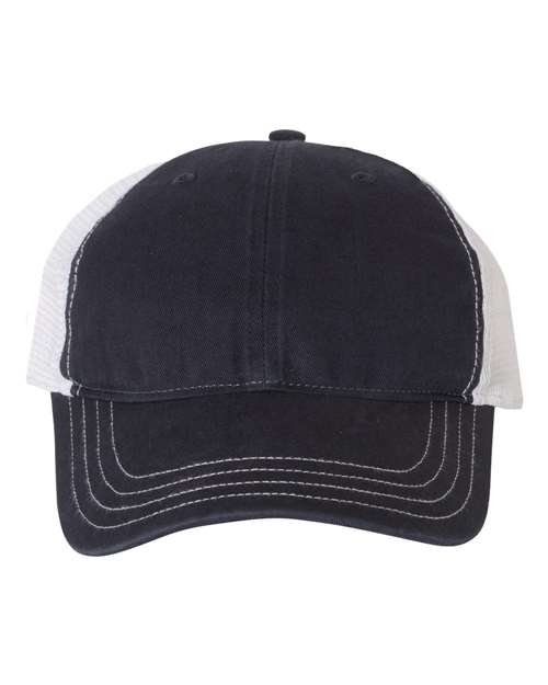 Richardson 111 Garment-Washed Trucker Cap #color_Navy/ White