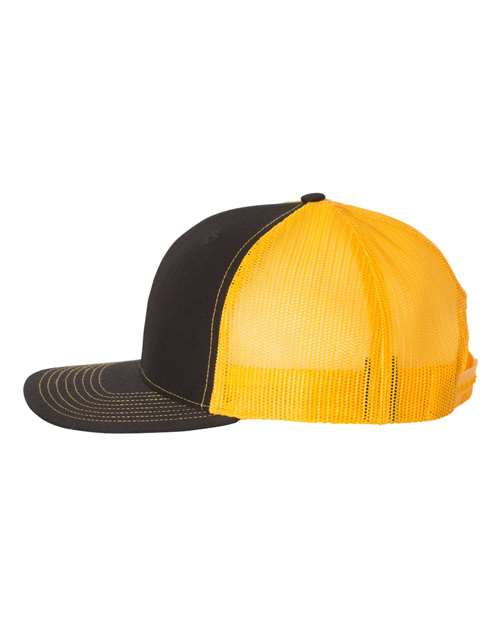Richardson 112 Snapback Trucker Cap #color_Black/ Gold
