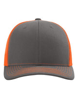 Richardson 112 Snapback Trucker Cap #color_Charcoal/ Neon Orange