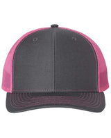 Richardson 112 Snapback Trucker Cap #color_Charcoal/ Neon Pink