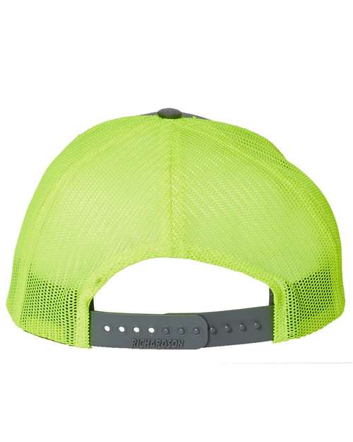 Richardson 112 Snapback Trucker Cap #color_Charcoal/ Neon Yellow