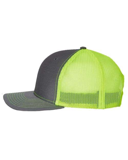 Richardson 112 Snapback Trucker Cap #color_Charcoal/ Neon Yellow