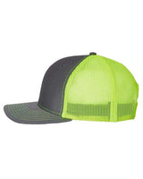 Richardson 112 Snapback Trucker Cap #color_Charcoal/ Neon Yellow