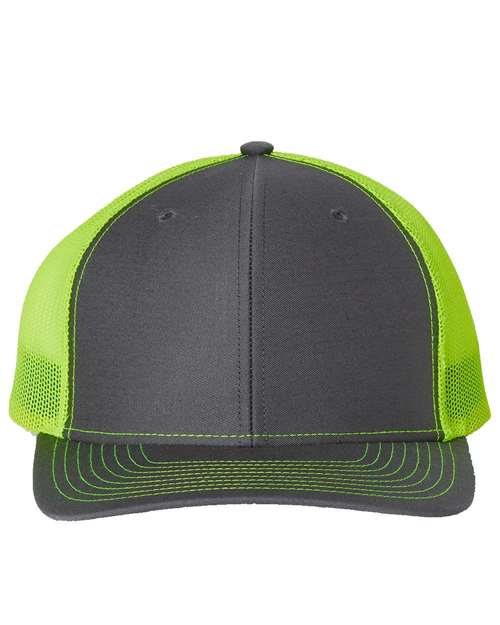 Richardson 112 Snapback Trucker Cap #color_Charcoal/ Neon Yellow