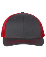 Richardson 112 Snapback Trucker Cap #color_Charcoal/ Red
