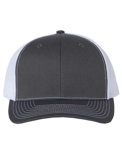 Richardson 112 Snapback Trucker Cap #color_Charcoal/ White