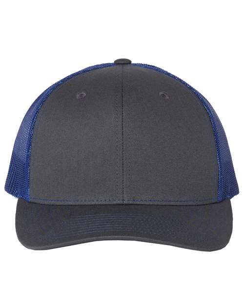 Richardson 112 Snapback Trucker Cap #color_Charcoal/ Royal