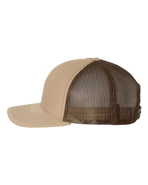 Richardson 112 Snapback Trucker Cap #color_Khaki/ Coffee