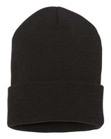 Yupoong 1501 Adult Cuffed Knit Beanie #color_BLACK