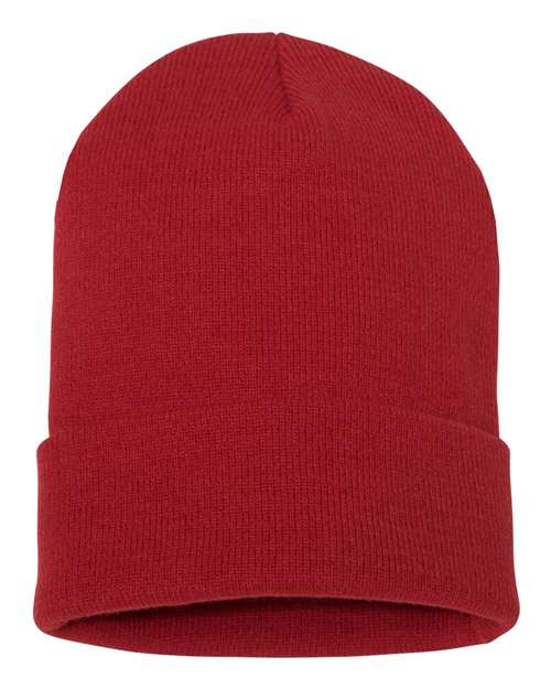 Yupoong 1501 Adult Cuffed Knit Beanie #color_RED