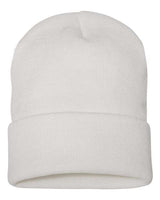 Yupoong 1501 Adult Cuffed Knit Beanie #color_WHITE