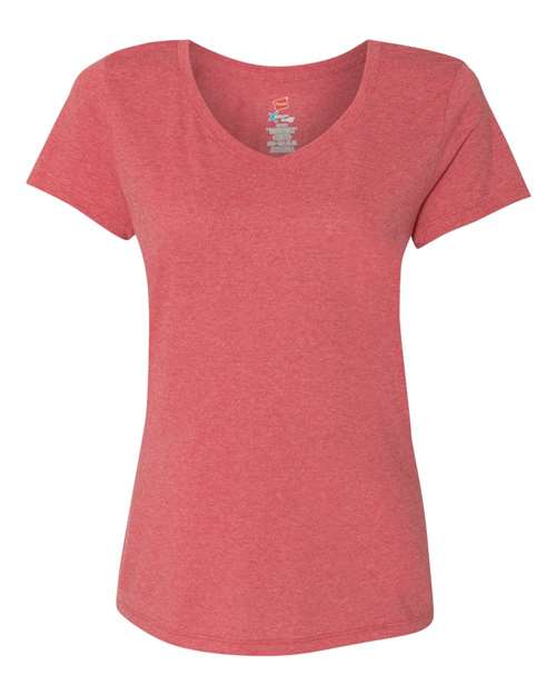 Hanes 42VT Ladies' X-Temp Triblend V-Neck T-Shirt #color_RED TRIBLEND