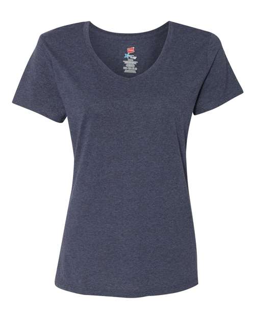 Hanes 42VT Ladies' X-Temp Triblend V-Neck T-Shirt #color_NAVY TRIBLEND