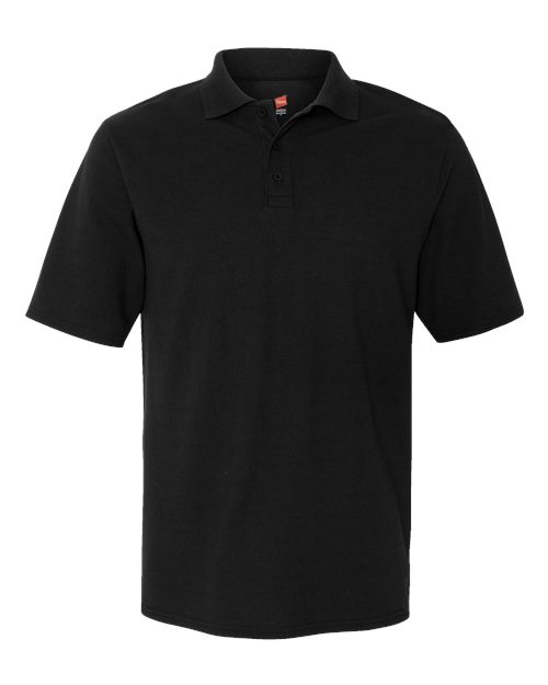 Hanes 055P Men's 6.5 oz. X-Temp Piqu Short-Sleeve Polo with Fresh IQ #color_BLACK