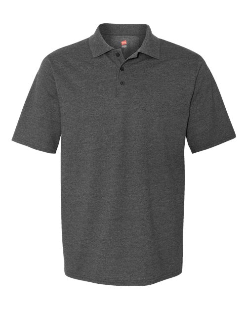 Hanes 055P Men's 6.5 oz. X-Temp Piqu Short-Sleeve Polo with Fresh IQ #color_CHARCOAL HEATHER