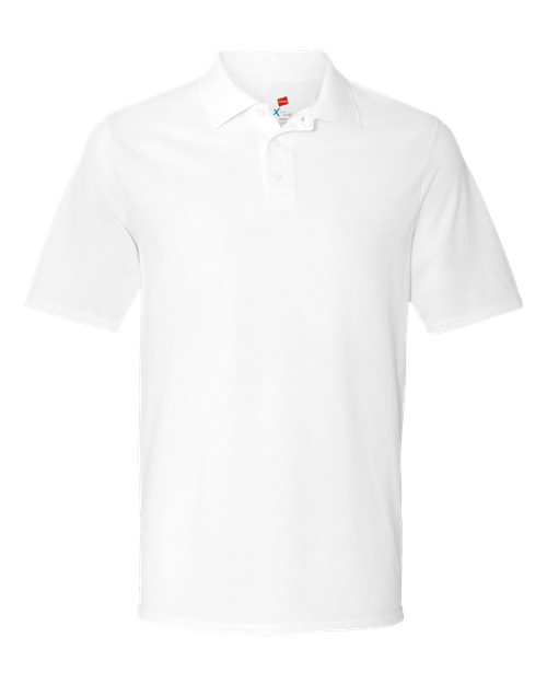 Hanes 055P Men's 6.5 oz. X-Temp Piqu Short-Sleeve Polo with Fresh IQ #color_WHITE