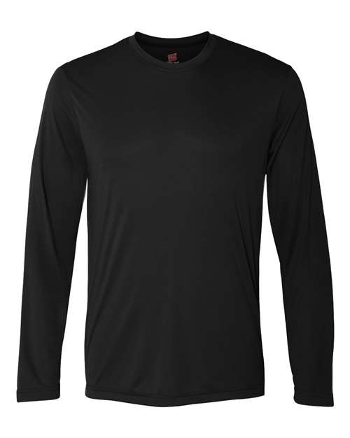 Hanes 482L Adult Cool DRI with FreshIQ Long-Sleeve Performance T-Shirt #color_BLACK
