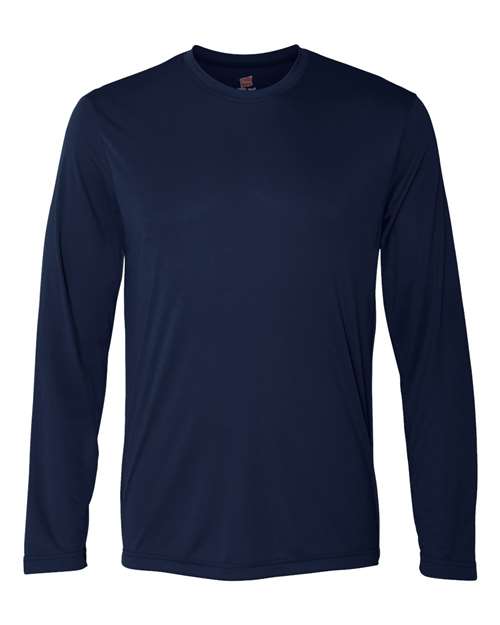 Hanes 482L Adult Cool DRI with FreshIQ Long-Sleeve Performance T-Shirt #color_NAVY